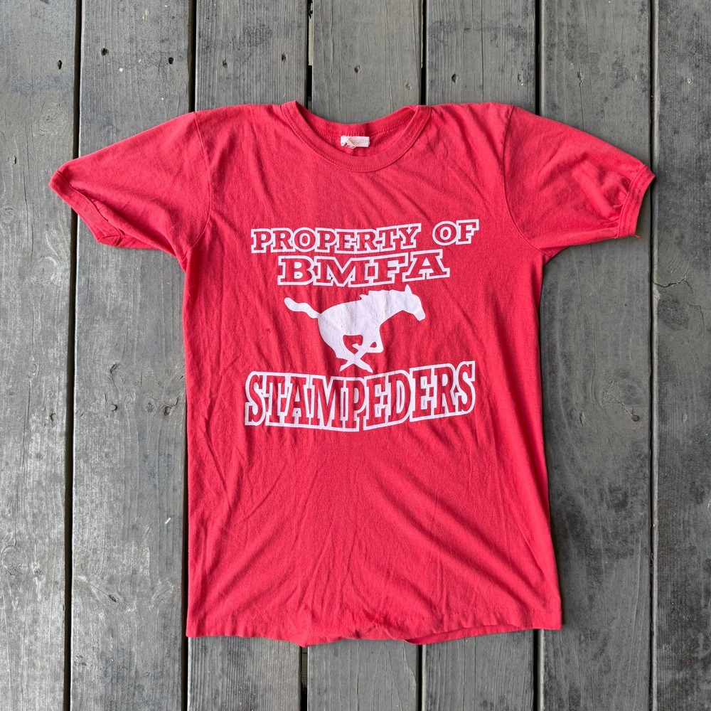 Penmans Vintage BMFA Stampeders Graphic T-Shirt Red Single Stitch 90s Sportswear